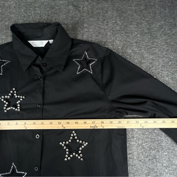 Black Star Embellished/ Embroidered Button Down Shirt Size S - Picture 10 of 12